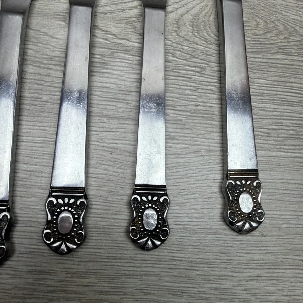 Vintage Stainless Steel Made In Japan Silverware Lot Of 6 Dinner Knifes, 5 Forks